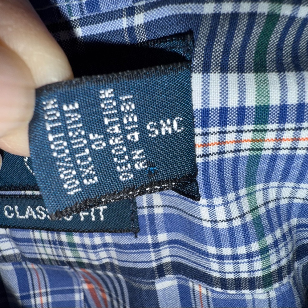 Ralph Lauren Lot 2 shirts Polo Blue Plaid Short Sleeve & Long Sleeve T Shirt Med - Picture 8 of 11